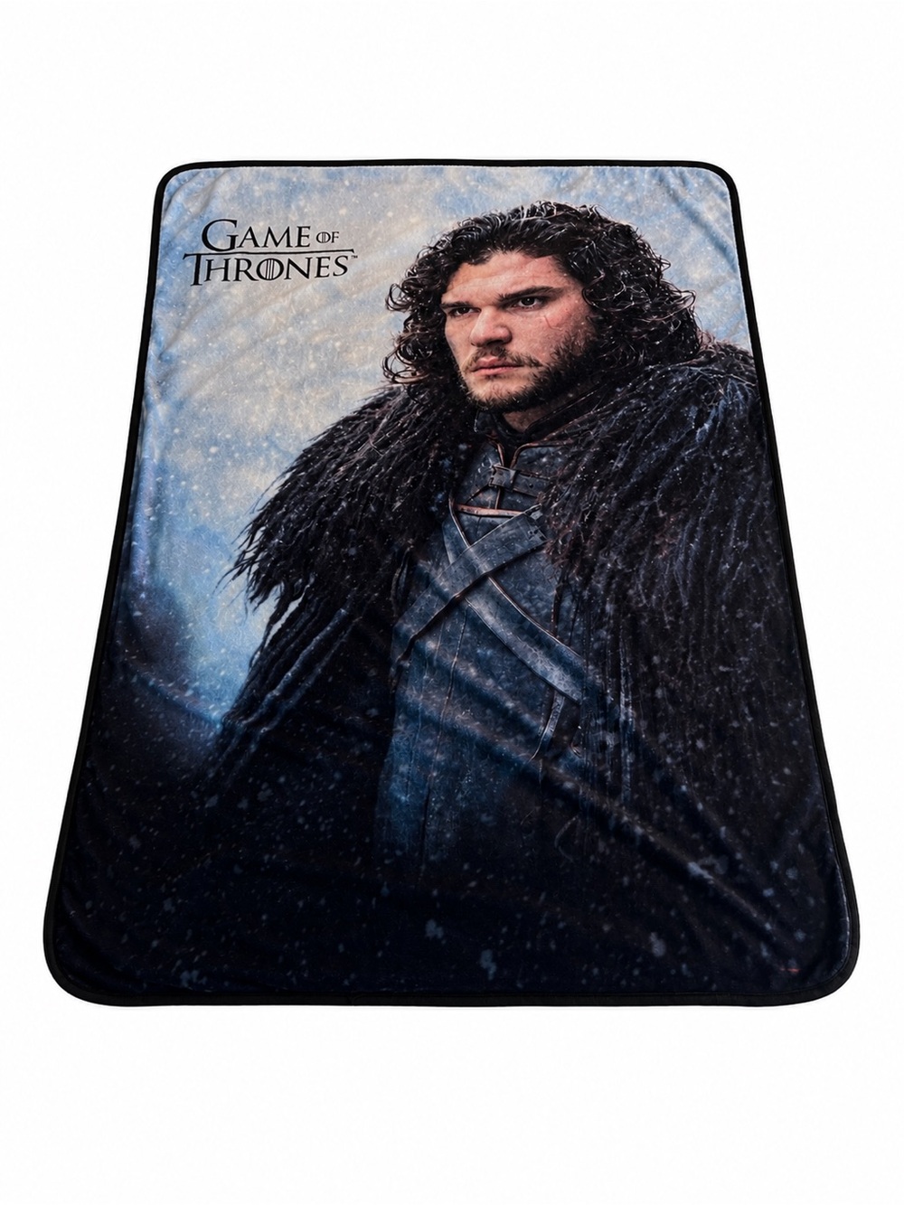 EUC Game of Thrones HBO Jon Snow Plush Throw Blanket in Black and Blue 46x60